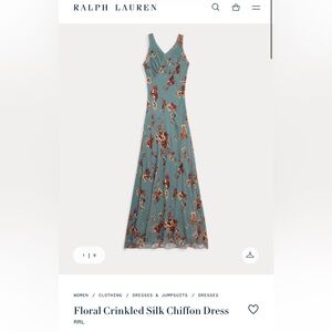 NWT Ralph Lauren Double RL Floral Crinkled Silk Chiffon Dress